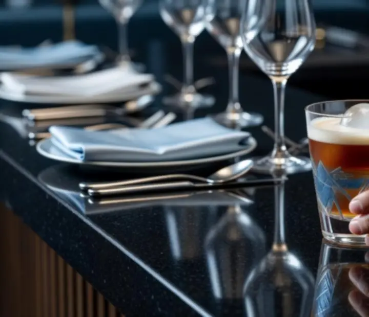 Bartender presenting a crafted cocktail at a private event