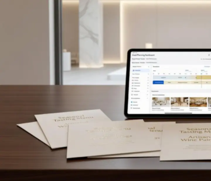 Events manager reviewing a private event plan on a tablet